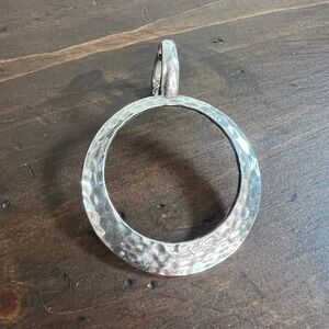 Silver Hammered Metal Circle Pendant